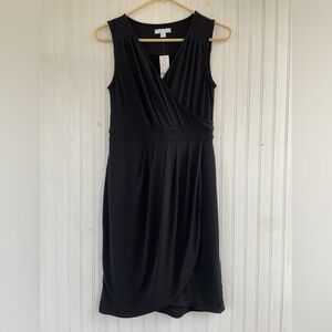 New York & Company Black Faux Wrap V neck Sleeveless Career Dress Size Small NWT